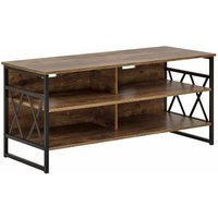 Tv Möbel Braun Holzoptik Faserplatte Metall 57 x 120 x 51 cm Rustikal Modern Multifunktional Viel Stauraum Wohnzimmer von BELIANI