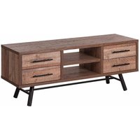 Tv Möbel Heller Holzfarbton Faserplatte Metall 51 x 127 x 42 cm Rustikal 4 Schubladen Elegant Trendy Multifunktional Wohnzimmer von BELIANI