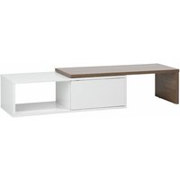 Beliani - tv Möbel Dunkler Holzfarbton Weiß mdf Platte 2932 x 110159 x 40 cm Modern Elegant Glamourös Schick Praktisch Wohnzimmer - Weiß von BELIANI