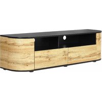 TV-Schrank Helles Holz und Schwarz 160 x 40 x 44 cm mit 2 Schubladen tv Möbel Sideboard für Wohnzimmer Schlafzimmer - Heller Holzfarbton von BELIANI