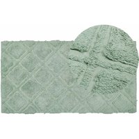 Teppich Hellgrün Baumwolle 80 x 150 cm Rechteckig Läufer Geometrisches Muster Boho Fußbodenheizug Geeignet Wohnzimmer Schlafzimmer Esszimmer - Grün von BELIANI