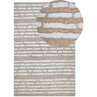 Teppich Beige Baumwolle 120 x 180 cm Kurzflor Streifen Zacken Muster Boho Stil rechteckig Wohnzimmer Arbeitszimmer Schlafzimmer Flur Diele Teppich Beige Baumwolle 120 x 180 cm Kurzflor Streifen Zacken Muster Boho Stil rechteckig Wohnzimmer Arbeitszimmer Schlafzimmer Flur Diele von BELIANI