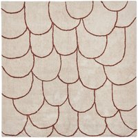 Beliani - Teppich Beige Baumwolle 200 x 200 cm Quadratisch Geometrisches Muster Boho Fußbodenheizug Geeignet Wohnzimmer Schlafzimmer Esszimmer Flur von BELIANI