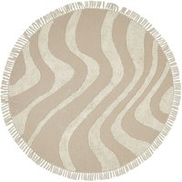 Beliani - Teppich Beige Baumwolle Rund ⌀ 140 cm mit Fransen Wellenmuster Kuschelig Boho-Stil Wohnzimmer Schlafzimmer Kinderzimmer Jugendzimmer von BELIANI