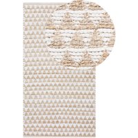 Beliani - Teppich Beige Jute Baumwolle 80 x 150 cm Kurzflor Dreiecke Handgewebt Rechteckig von BELIANI