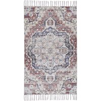 Teppich Bunt Polyester / Baumwolle 80 x 150 cm Kurzflor mit Fransen Blumenmuster Geflecht Handgewebt Rechteckig Wohnzimmer Orientalischer Look - Bunt von BELIANI