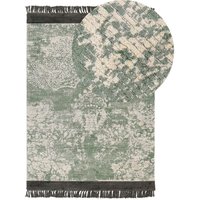 Beliani - Teppich Grün u. Beige Viskose 140 x 200 cm Rechteckig Kurzflor mit Fransen Orientalisches Muster Rechteckig Wohnzimmer Schlafzimmer Flur Beliani - Teppich Grün u. Beige Viskose 140 x 200 cm Rechteckig Kurzflor mit Fransen Orientalisches Muster Rechteckig Wohnzimmer Schlafzimmer Flur von BELIANI