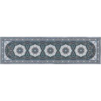 Teppich Läufer Blau und Schwarz Stoff Rechteckig 80x300 cm Kurzflor Orientalisches Muster Rutschfest Maschinengewebt für Fußbodenheizung Flur - Blau von BELIANI
