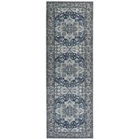 Beliani - Teppich Läufer Grau / Blau Polyester 80 x 240 cm Orientalisches Muster Vintage Boho Kurzflor für Wohnzimmer Schlafzimmer Flur - Grau von BELIANI