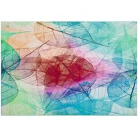 Teppich Bunt Polyester 160 x 230 cm Kurzflor Blätter Modern 3D Rechteckig - Blau von BELIANI