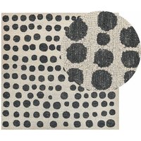 Teppich Beige u. Schwarz Wolle Quadratisch 200 x 200 cm mit Punkte Muster Boho Skandinavisch für Wohn- und Schlafzimmer - Schwarz von BELIANI