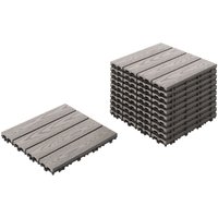 Terrassenfliesen Set Grau wpc 30x30 cm 11 Stück mit Klicksystem Holzoptik Modern Klickfliesen Balkonfliesen Bodenplatten für Außen Draußen von BELIANI