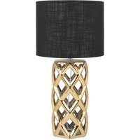 Tischlampe Gold Keramik 71 cm Stoffschirm Trommelform Schwarz Vasenform Geometriches Design Kabel mit Schalter Moderner Minimalistischer Stil von BELIANI