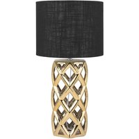 Tischlampe Gold Keramik 71 cm Stoffschirm Trommelform Schwarz Vasenform Geometriches Design Kabel mit Schalter Moderner Minimalistischer Stil von BELIANI
