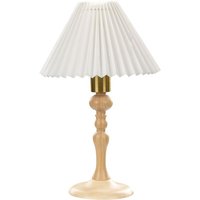 Tischlampe Hellbraun Eichenholz 39 cm Stoffschirm Kegelform Weiß Langes Kabel mit Schalter Retro-Stil Rustikal Beleuchtung Leuchte von BELIANI