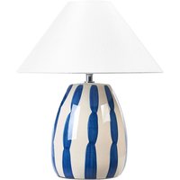 Schreibtischlampe Beige und Blau Keramik 41cm Handgefertigter weißer Kegelschirm Nachttisch Wohnzimmer Schlafzimmer Beleuchtung - Weiß von BELIANI