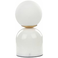 Tischlampe Weiß aus Marmor u. Glas 21 cm Kugelform Modernes Design Nachttischlampe für Wohnzimmer Schlafzimmer - Weiß von BELIANI