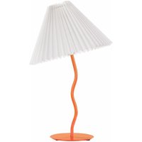 Tischlampe Orange mit Metallfuß 48 cm Plisseeschirm Stoffschirm Kegelform Langes Kabel mit Schalter Modern Schlaf- u. Wohnzimmer Beleuchtung - Weiß von BELIANI