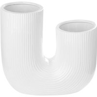 Dekovase Weiß Steinzeug 23 cm Modern Dekoratives Wohnaccessoire im Boho-Stil - Weiß von BELIANI