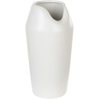 Vase Weiß Steinzeug 33 cm Hoch Schlank Rund mit Breiter Öffnung Unregelmässige Form Modern Wohnartikel Dekovase Tischdeko Accessoires - Weiß von BELIANI