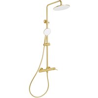 Beliani - Wand Duschset Gold Messing mit Armatur Regendusche Duschbrause Einhebelmischer Höhenverstellbar Modern 3 Funktion Duschsystem von BELIANI