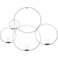 Wandkerzenhalter Schwarz Metall 80 cm Rund Geometrisch mit 4 Glaszylindern Industrie Design für Wohnzimmer Schlafzimmer Esszimmer Flur Diele - Schwarz von BELIANI