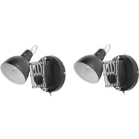Beliani - Wandleuchte 2er Set Schwarz Metall mit Ziehharmonika Arm verstellbarer Schirm Glockenförmig Industrial - Schwarz von BELIANI