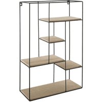 Wandregal Heller Holzfarbton Schwarz mdf Platte Pulverbeschichtetes Metall 60 x 21 x 13 cm Loft Stil Trendy Fächer Viel Stauraum Wohnzimmer - Heller von BELIANI