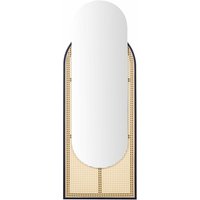 Beliani - Wandspiegel Naturfarben Glas und Rattan 143x53cm Oval Halbrund mit Breitem Rahmen Wiener-Geflecht Modern Wohnaccessoire Wohnzimmer Beliani - Wandspiegel Naturfarben Glas und Rattan 143x53cm Oval Halbrund mit Breitem Rahmen Wiener-Geflecht Modern Wohnaccessoire Wohnzimmer von BELIANI