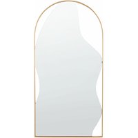 Wandspiegel Gold Glas und Metall 81x41 cm Oval Halbrund Asymmetrisch mit Dünnem Rahmen Modern Wohnaccessoire Wohnzimmer Schlafzimmer Deko - Gold von BELIANI