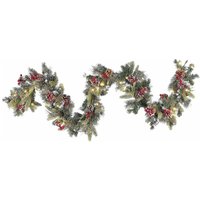 Weihnachtsgirlande Grün Kunststoff 180 cm mit led Beleuchtung Schnee batteriebetrieben Weihnachtsdeko für Kamin Treppe Geländer Fenster Innen von BELIANI
