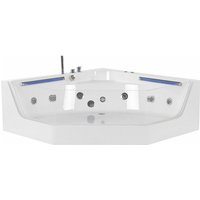Beliani - Whirlpool-Badewanne Weiß 211 x 150 cm Eckmodell mit led mit 7 Farben Sanitäracryl Badezimmer von BELIANI