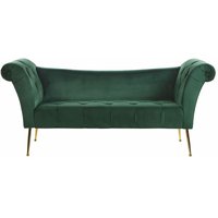 Chaiselongue Grün/goldene Beine Universal mit Samtbezug und Metallfüßen für Wohnzimmer Schlafzimmer Salon Flur Klassisch Retro Modern - Gold von BELIANI
