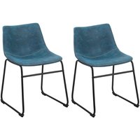 Stuhl 2er Set Blau Polsterbezug Metallbeine Retro-Design - Schwarz von BELIANI