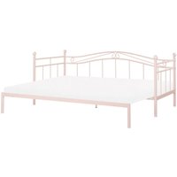 Bett Pastellrosa Metall mit Lattenrost Einzelbett 90 x 200 cm Ausziehbar Doppelbett 180 x 200 cm Romantisch Modern Schlafzimmer Ausstattung von BELIANI
