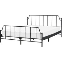 Bett Schwarz Eisen mit Lettenrost 160 x 200 cm Hohes Kopfteil u. Fußteil Industrie-Design Modern Schlafzimmer Doppelbett Metallbett Eisenbett Bett Schwarz Eisen mit Lettenrost 160 x 200 cm Hohes Kopfteil u. Fußteil Industrie-Design Modern Schlafzimmer Doppelbett Metallbett Eisenbett von BELIANI