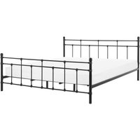 Bett Schwarz Metall mit Lattenrost 180 x 200 cm hohem Kopfteil dekorative Sprossen Klassisch für Mädchen Jugendzimmer Schlafzimmer von BELIANI