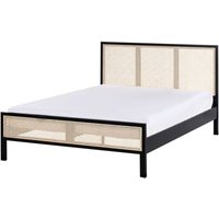 Bett Schwarz aus Kiefernholz mit Wiener Geflecht 140 x 200 cm Lattenrost Hohes Kopfteil Modernes Design Schlafzimmer Bett Schwarz aus Kiefernholz mit Wiener Geflecht 140 x 200 cm Lattenrost Hohes Kopfteil Modernes Design Schlafzimmer von BELIANI