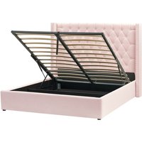 Bett mit Stauraum Samtstoff LUBBON 160 x 200 cm Pastellrosa Rosa von BELIANI