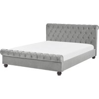 Bett mit Lattenrost Samtstoff AVALLON 160 x 200 cm Grau von BELIANI