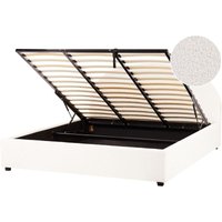 Bett mit Stauraum Bouclé VAUCLUSE 180 x 200 cm Cremeweiß von BELIANI