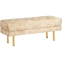 Beliani - Bettbank Beige aus Samtstoff Gesteppt Knopfheftung 117 cm mit Goldenen Beinen Elegant Sitzbank für Schlafzimmer Flur Garderobe Wohnzimmer Beliani - Bettbank Beige aus Samtstoff Gesteppt Knopfheftung 117 cm mit Goldenen Beinen Elegant Sitzbank für Schlafzimmer Flur Garderobe Wohnzimmer von BELIANI