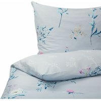 Beliani - Bettwäsche Set Hellblau Blumenmuster Baumwollsatin 2-teilig Standardgröße für Einzelbett 135x200 cm Kopfkissen- und Deckenbezug mit Knöpfen von BELIANI