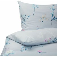 Beliani - Bettwäsche Set Hellblau Blumenmuster Baumwollsatin 3-teilig Komfortgröße für Einzelbett 155x220 cm 2 Kopfkissenbezüge und Deckenbezug - Blau von BELIANI