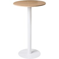Bistrotisch für den Garten hellbraun und weiß rund Platte 60 x 60 cm Metallgestell rustikal modern von BELIANI