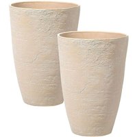 Blumenkübel 2er Set Beige Steingemisch und Glasfaser 43 x 43 x 60 cm mit Schlanker Form Modernes Design Garten Balkon Innen- und Außenbereich Blumenkübel 2er Set Beige Steingemisch und Glasfaser 43 x 43 x 60 cm mit Schlanker Form Modernes Design Garten Balkon Innen- und Außenbereich von BELIANI