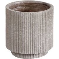 Beliani - Blumentopf Taupe Ton und Glasfaser Rund ⌀ 24 cm mit Loch Ablaufloch Rillen Modern Outdoor Indoor Außen Draußen Innen Ausstattung Deko von BELIANI