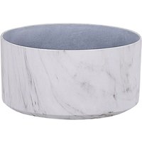 Blumentopf weiß Steingemisch Polyresin Glasfaser Marmor Optik 34x34x17.5 cm Moderner Look Gartenaccessoires Gartenzubehör Gartendekoration von BELIANI