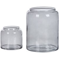 Dekovase 2er Set Grau / Transparent 11 / 20 cm aus Glas mit glänzender Oberfläche Wohnartikel Zubehör Dekogefäß Modern - Grau von BELIANI