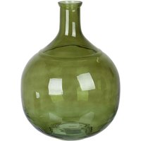 Blumenvase Olivgrün Glas 34 cm Groß mit Schmalem Hals Getönt Handgefertigt Flaschenform Deko Accessoires Wohnzimmer Schlafzimmer Flur Kamin - Grün von BELIANI